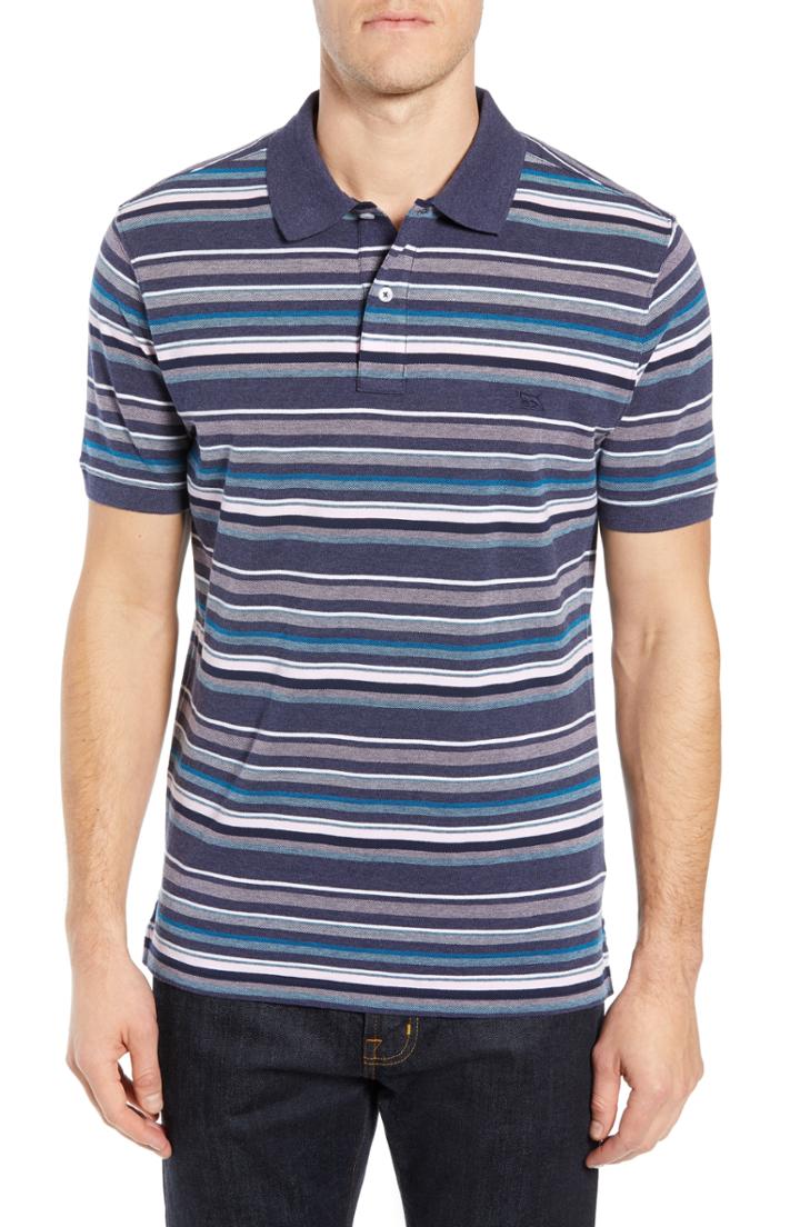 Men's Rodd & Gunn Cape Freeman Stripe Pique Polo - Purple
