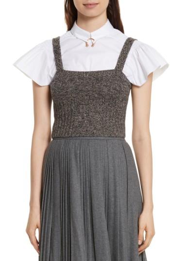 Women's Red Valentino Mouline Wool Blend Sweater Tank - Black