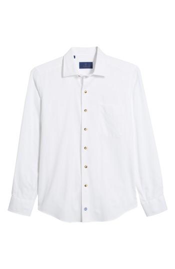 Men's David Donahue Regular Fit Garment Washed Sport Shirt, Size - White