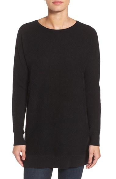 Women's Halogen High/low Wool & Cashmere Tunic Sweater - Black