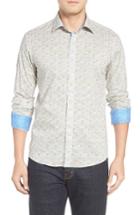 Men's Bugatchi Shaped Fit Floral Sport Shirt - White