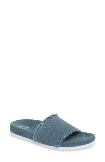 Women's Jane And The Shoe Kelsey Frayed Edge Slide Sandal M - Blue