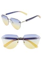 Women's Circus By Sam Edelman 60mm Rimless Cat Eye Sunglasses - Silver/ Blue Yellow Lens
