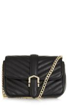 Topshop Magic Quilted Faux Leather Crossbody Bag - Black