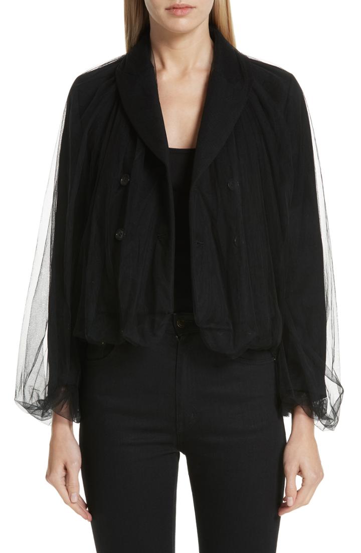 Women's Noir Kei Ninomiya Tulle Overlay Wool Jacket