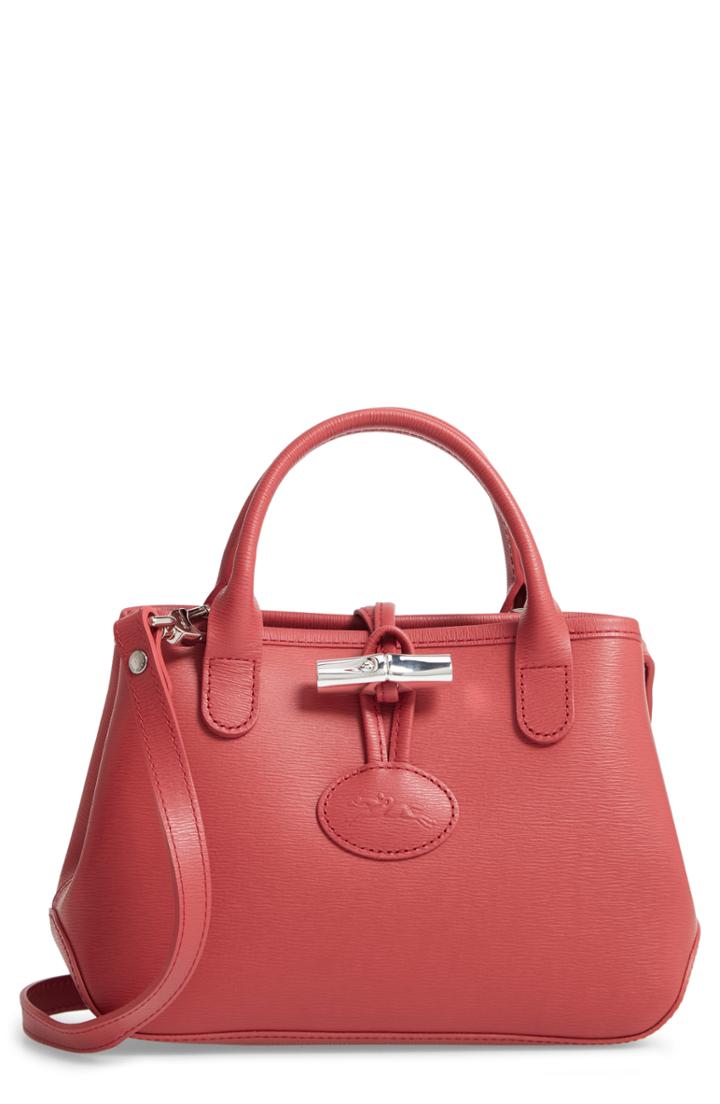 Longchamp Mini Roseau Leather Crossbody Bag - Black