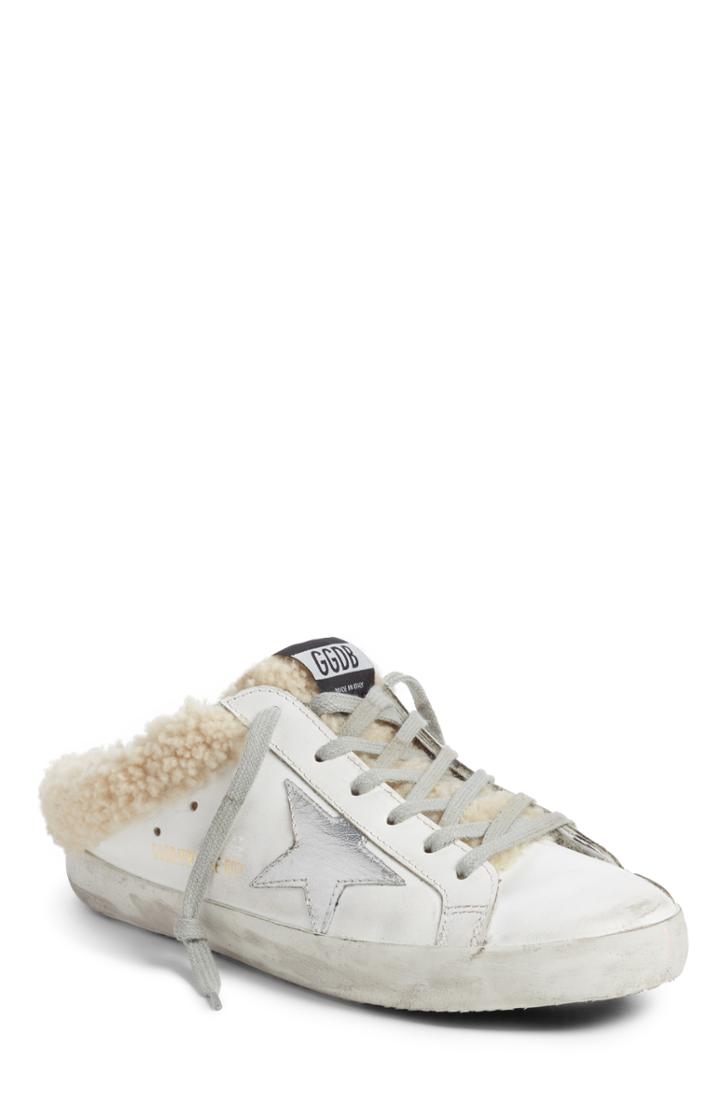 Women's Golden Goose Sabot Superstar Genuine Shearling Slide Sneaker Us / 36eu - White