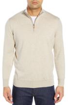 Men's Peter Millar Crown Quarter Zip Sweater, Size - Beige
