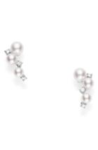 Women's Mikimoto Pearl & Diamond Cluster Earrings