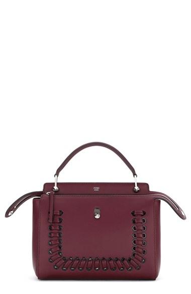 Fendi 'dotcom' Lace-up Leather Satchel -