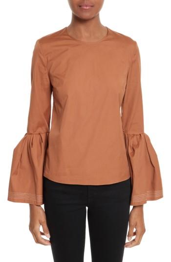 Women's Roksanda Truffaut Bell Sleeve Top Us / 6 Uk - Brown