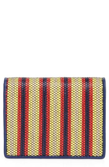 Women's Diane Von Furstenberg Raffia Stripe Small Flap Wallet - Red