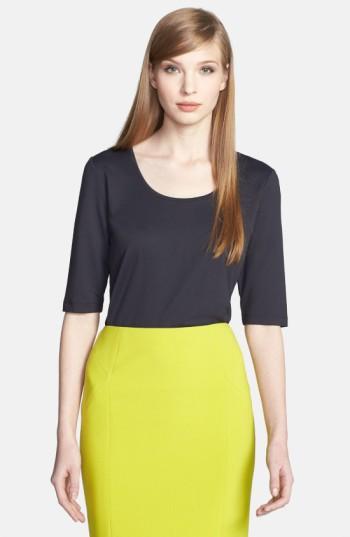 Women's Boss Jersey Skin Touch Top - Black