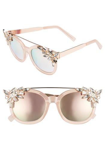 Women's Leith 51mm Crystal Embellished Square Sunglasses - Pink/ Gold
