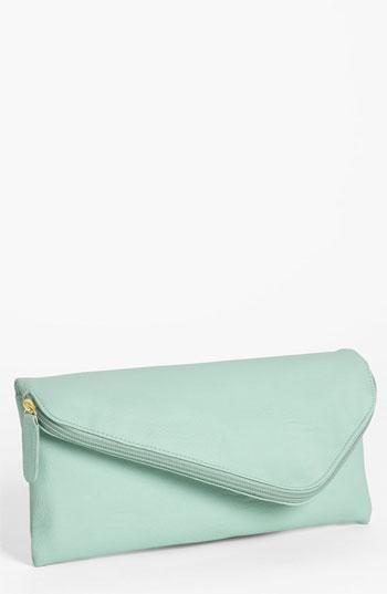 Lulu Zip Top Envelope Clutch Mint