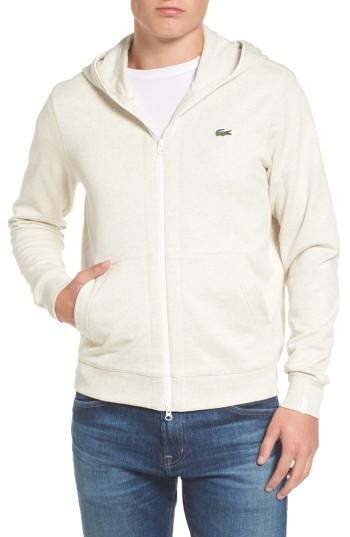 Men's Lacoste Fleece Zip Sweatshirt - Ivory