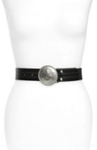Women's Treasure & Bond Rounded Plaque Leather Belt - Black