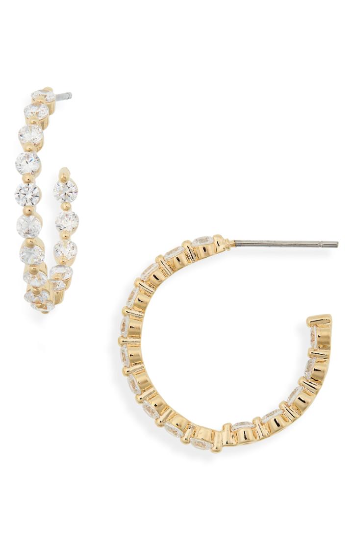 Women's Nordstrom Modern Stone Pave Hoop Earrings