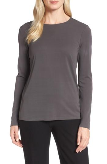 Women's Eileen Fisher Silk Knit Top, Size - Brown