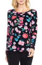 Women's Vince Camuto Floral Heirlooms Ruched Top - Black