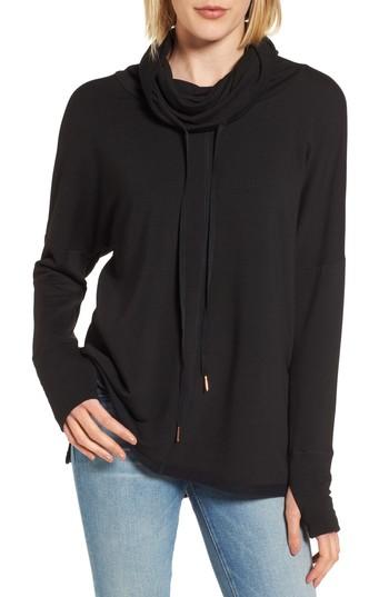 Women's Caslon Off-duty Funnel Neck Sweatshirt - Black