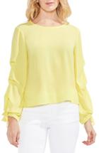 Women's Vince Camuto Tiered Tie Cuff Crepe Blouse, Size - Yellow