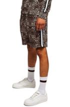 Men's Topman Leopard Print Jersey Shorts - Brown