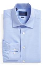 Men's David Donahue Trim Fit Microcheck Dress Shirt .5 - 34/35 - Blue