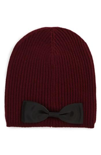 Women's Kate Spade New York Grosgrain Bow Knit Beanie - Burgundy