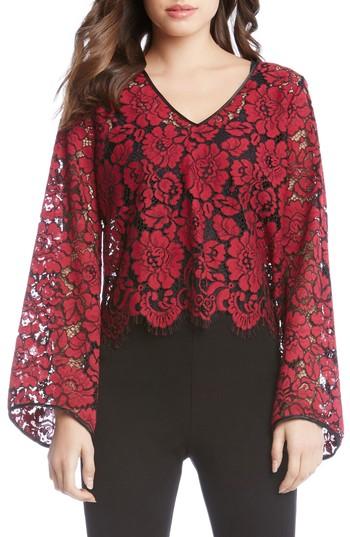Women's Karen Kane V-neck Bell Sleeve Top - Burgundy