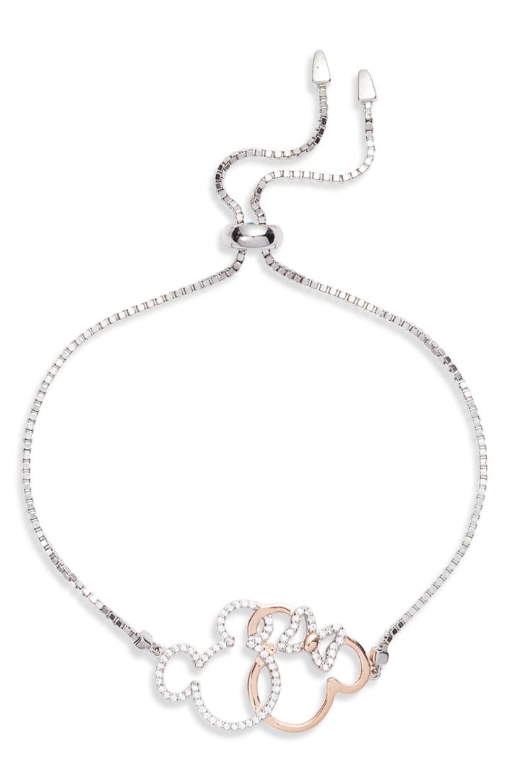 Women's Disney Mickey & Minnie Crystal Adjustable Bracelet