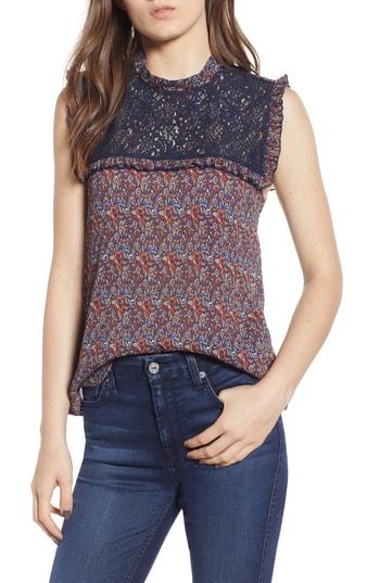 Women's Chelsea28 Lace Yoke Crinkle Top - Blue