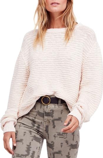 Women's Free People Menace Solid Tunic Sweater - White