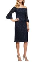 Women's Alex Evenings Off The Shoulder Shift Dress - Blue