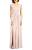 Women's Dessy Collection Surplice Ruched Chiffon Gown (similar To 14w) - Pink