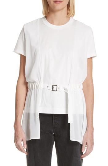 Women's Noir Kei Ninomiya Tulle Buckle Waist Tee - White