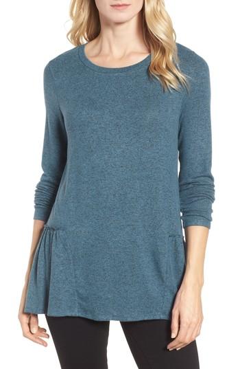 Women's Caslon Cozy Back Peplum Top, Size - Blue/green