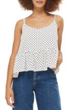 Women's Topshop Pinspot Ruffle Hem Camisole Us (fits Like 0) - Ivory