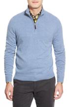 Men's John W. Nordstrom Quarter Zip Cashmere Sweater, Size - Blue