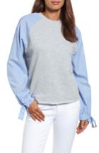 Women's Caslon Contrast Tie Sleeve Sweatshirt - Grey