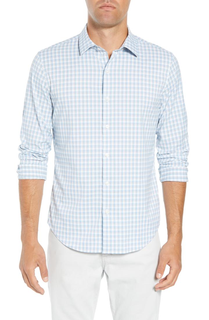 Men's Bonobos Slim Fit Check Performance Sport Shirt - Blue