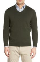 Men's Nordstrom Men's Shop Cotton & Cashmere V-neck Sweater - Green