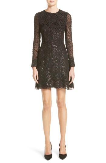 Women's Adam Lippes Flocked Lurex Metallic Velvet Dress - Black