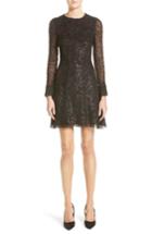 Women's Adam Lippes Flocked Lurex Metallic Velvet Dress - Black