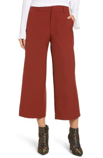 Women's Moon River Crop Wide Leg Pants - Red