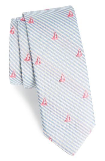 Men's Vineyard Vines Seersucker Boat Silk Tie, Size - Blue