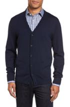 Men's Nordstrom Men's Shop Merino V-neck Cardigan, Size - Blue