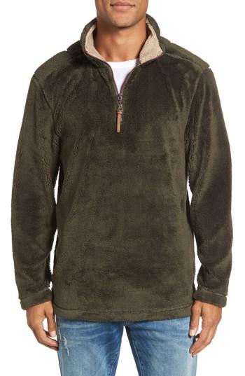 Men's True Grit Pebble Pile Faux Fur Half Zip Pullover, Size - Green