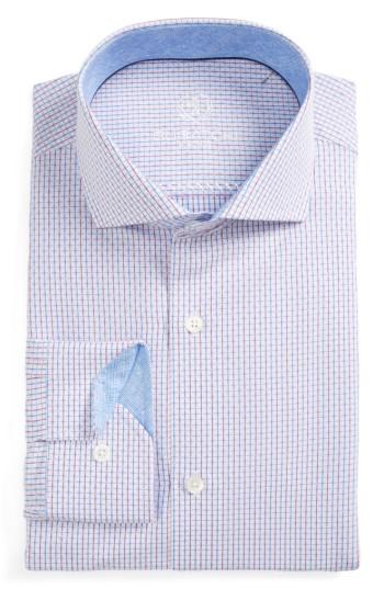 Men's Bugatchi Trim Fit Check Dress Shirt - White