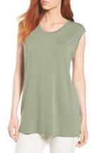 Women's Eileen Fisher U-neck Stretch Jersey Tunic, Size - Blue/green